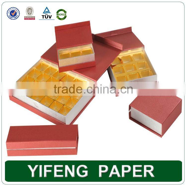 Popular rigid paper chocolate box packaging,luxury cardboard chocolate box with PVC divider tray inside