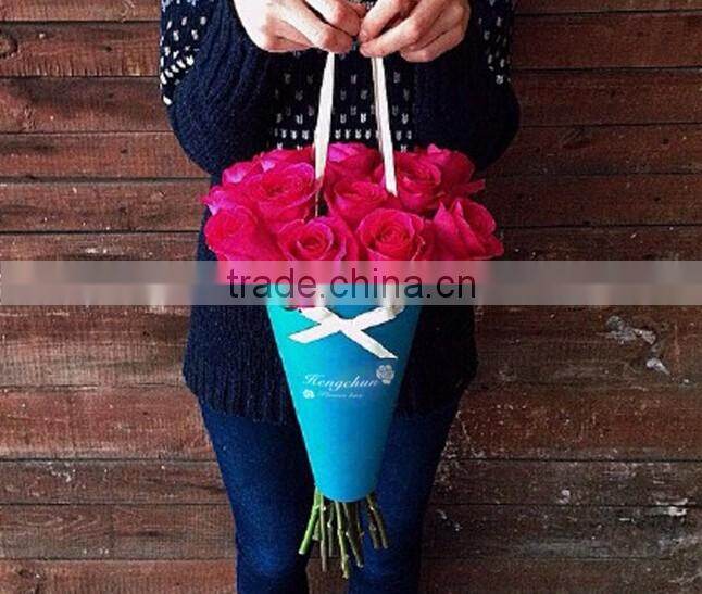 Custom company logo eco-friendly gift bag with flower/ flower gift box