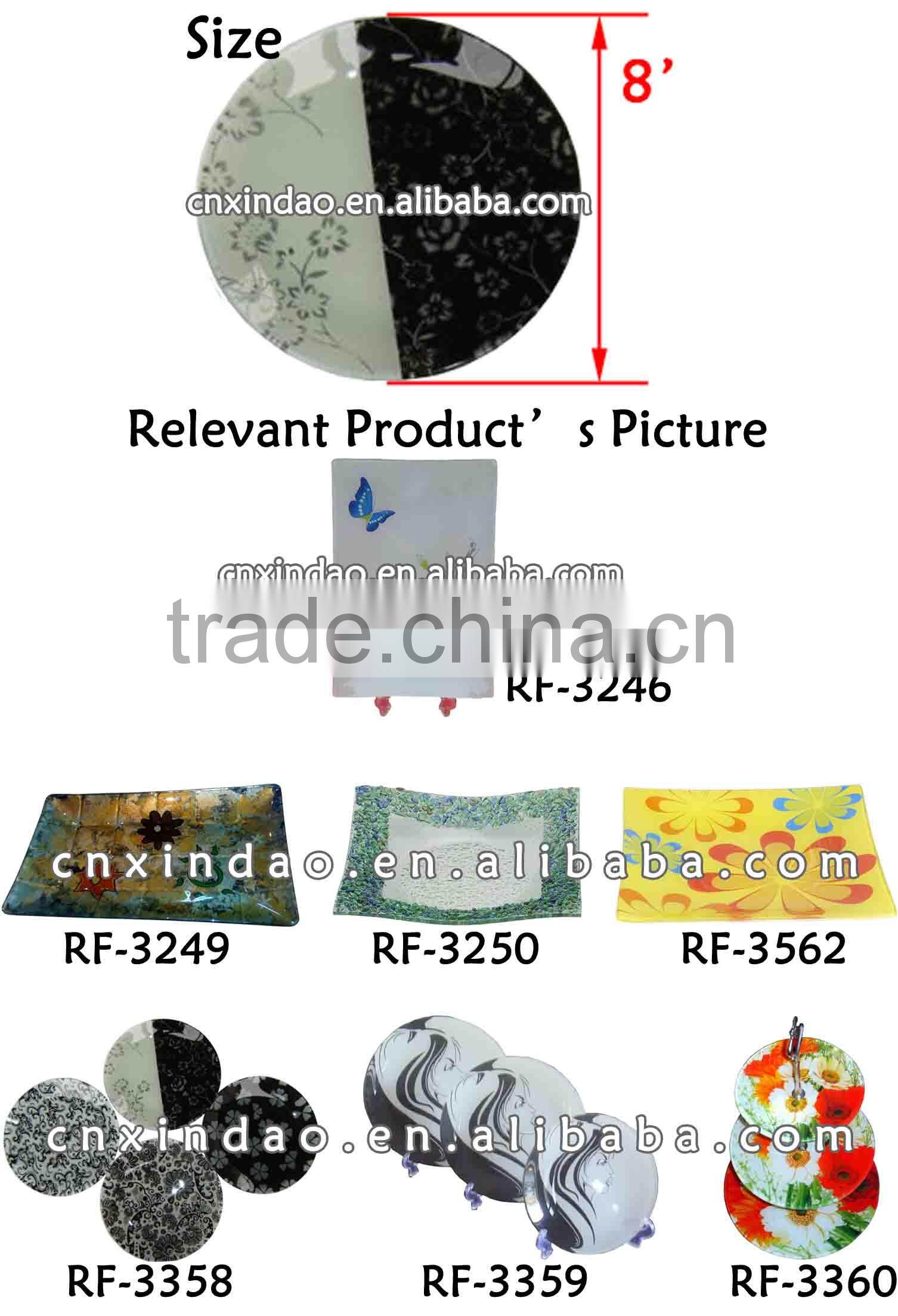 Custom Made Professional Round Art Glass Plate for Soup Plate for Daily Use