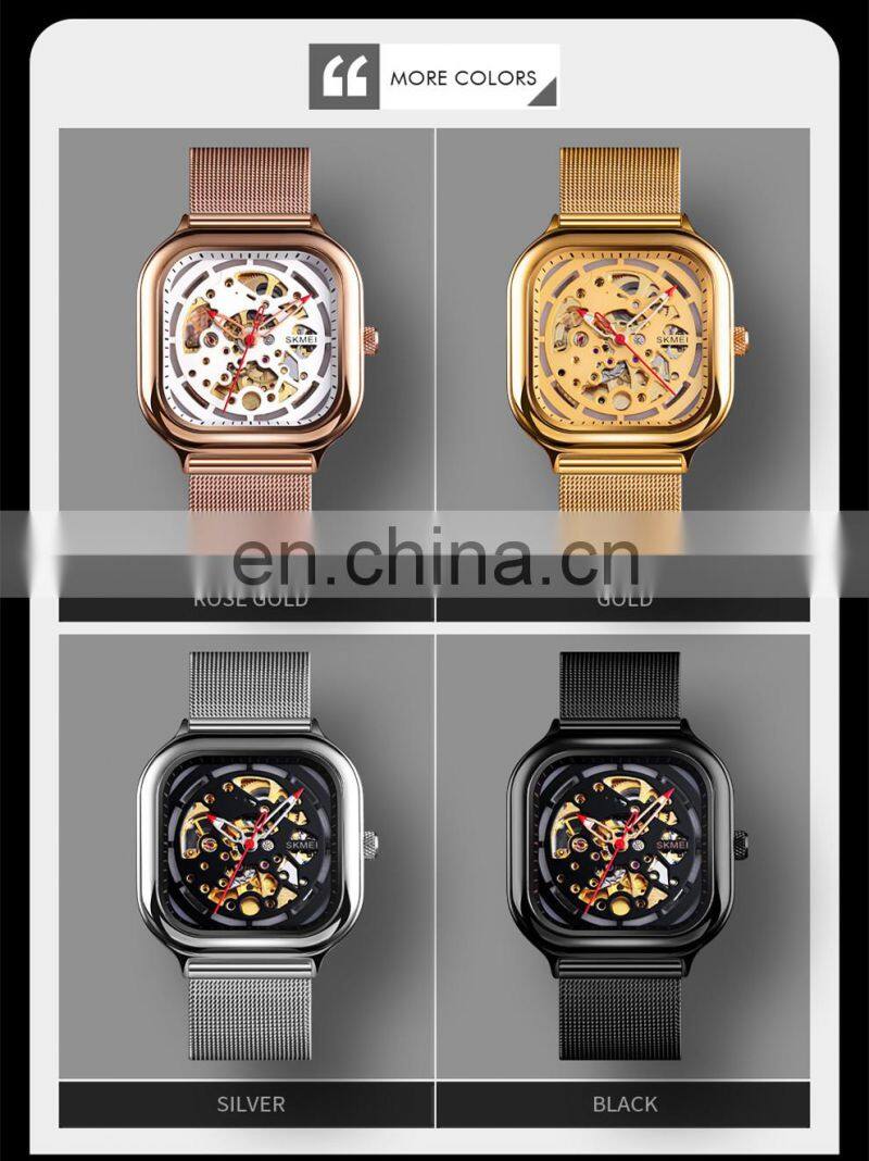 luxury SKMEI 9184 automatic movement stainless steel mechanical watch for men