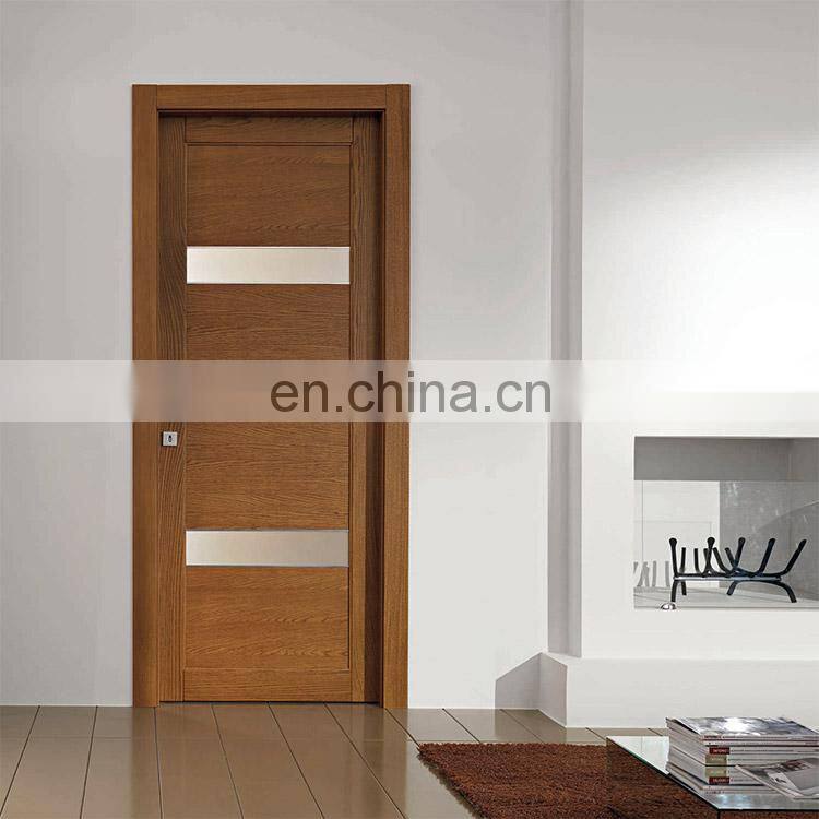 Oak wood bathroom glass insert wood interior door