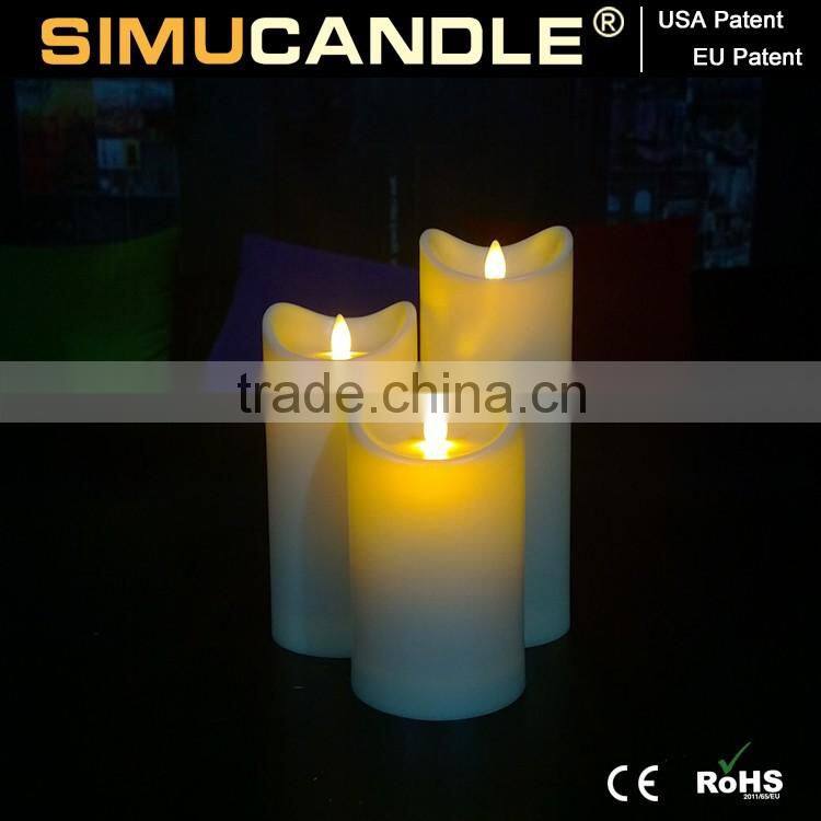 Wax candle light with moving flame and USA and EU Patent