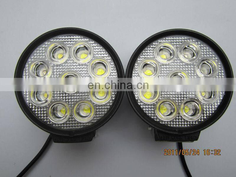 Lantsun round led light 4" inch 27W LED Working Light Spot Flood Lamp Motorcycle Tractor Truck Trailer SUV for JEEP Offroad