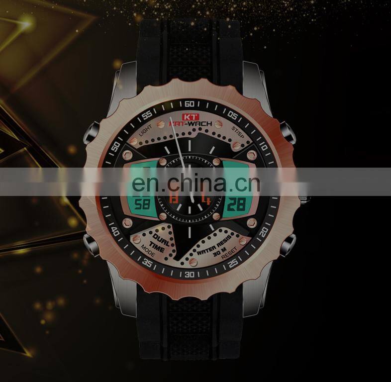 2018 KAT-WACH 724 Men's Fashion&Casual Watch Quartz+Digital Movement Multi-Function Sport Watches