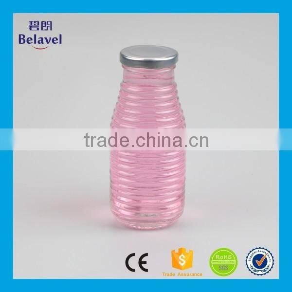 New design 350ml glass juice bottle clear glass milk beverage bottle