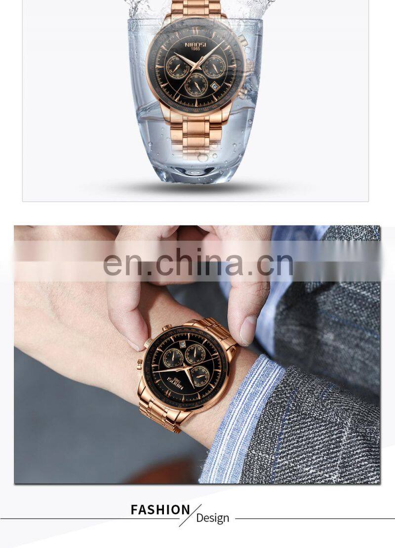 NIBOSI Gold Watch Mens Watches Top Brand Luxury Sport Quartz Clock Waterproof Military Wrist Watch Men Relogio Masculino Saat