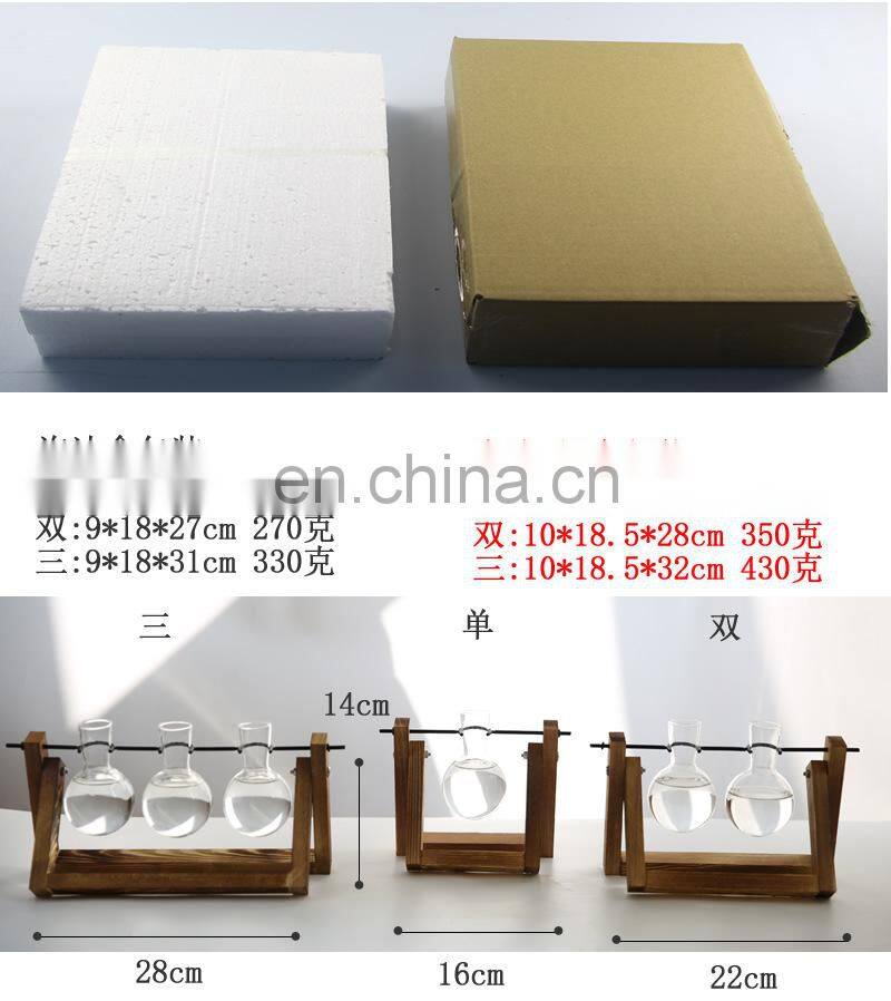 Terrarium Creative Hydroponic Plant Transparent Vase Wooden Frame vase decoration Glass Tabletop Plant Bonsai Decor flower vase