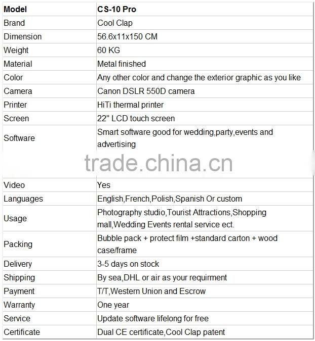 2014 Hottest Portable Touch Screen Photo Booth For Open Air Brand Promotion