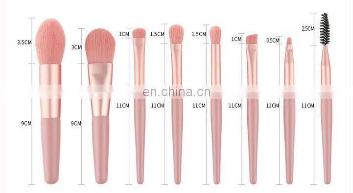 2022 Amazon Wholesale Travel 8Pcs Mini Professional Makeup Brush With PU Bag
