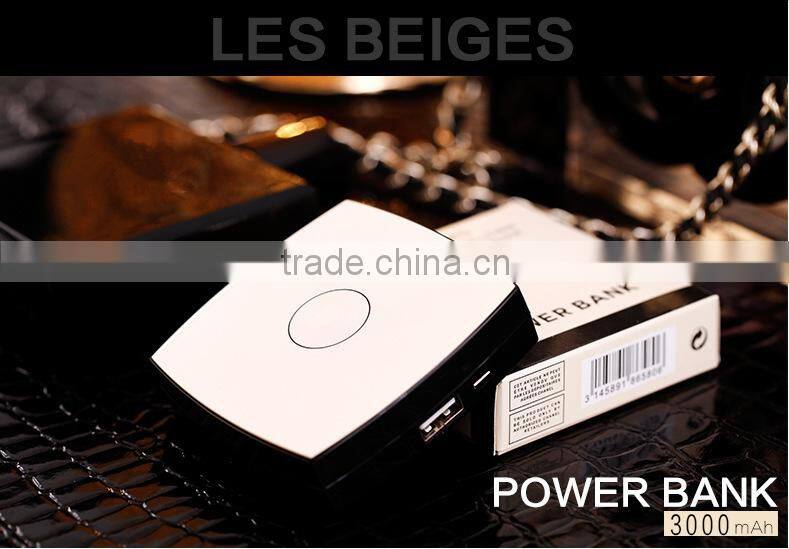 2016 fashion 3000mah Channel power bank mirror travel charger