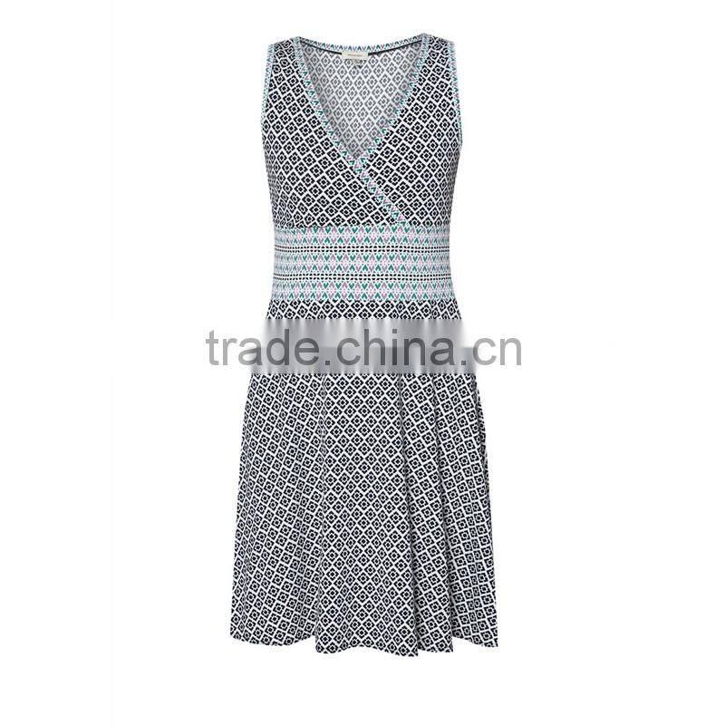 2016 summer hotsale v-neck cotton dress design with cheap price D275