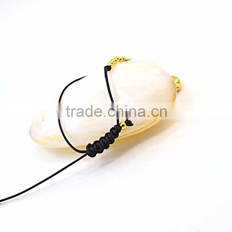 fashion bracelet wax rope adjustable gold bead bracelet with heart pendant