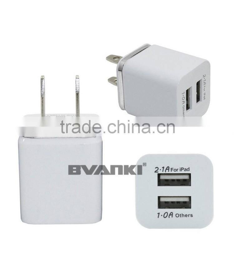 new products 2016 universal 2.1A small fast selling items travel wall charger 2 usb port home charger with Aluminum rim