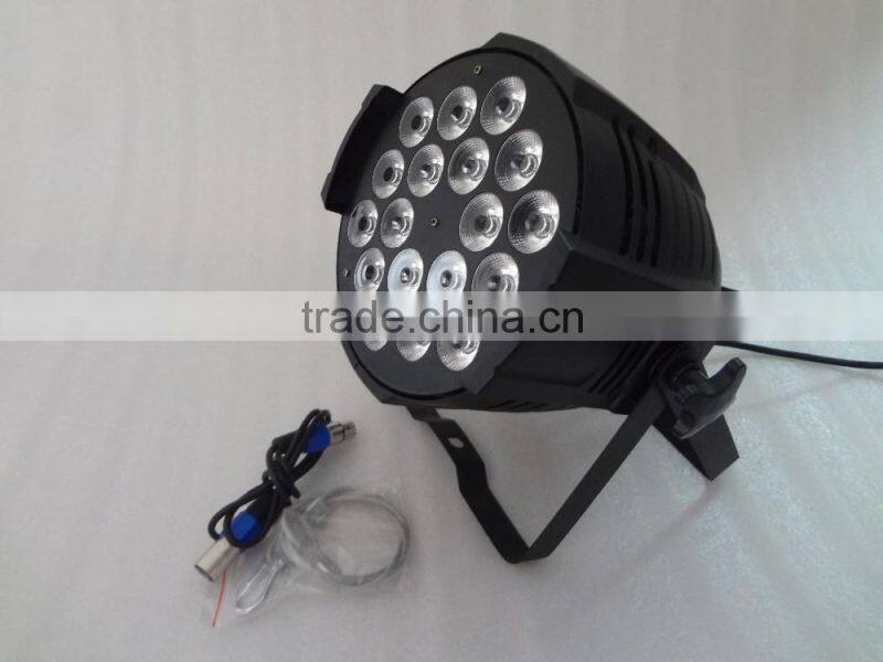 18pcs 15Watt Led Par Light RGBWA 5in1 Full color mixing stage led wall wash par light 5/9CH Disco led Par56/64 can lighting good