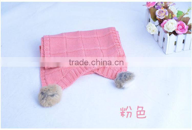 Best Selling Pom Pom Ball Tassel Style Warm Keeping Plain Acrylic Fashion Girls Knitted Scarf