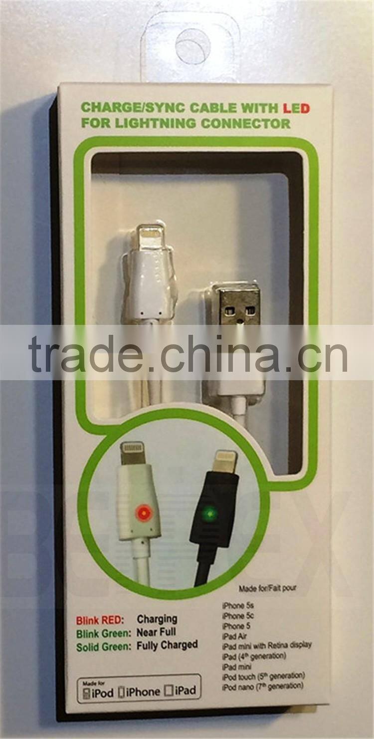Colorful Durable Flat Micro Charging USB Data Cable Led Light