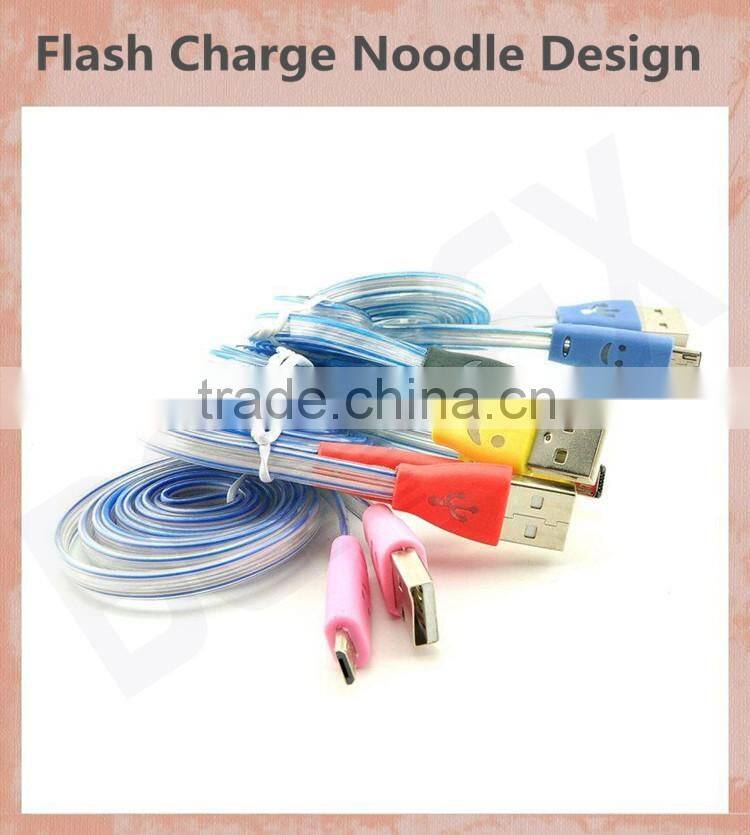 Android Universal Smile Flat Noodle Micro USB Dc Charging Cable