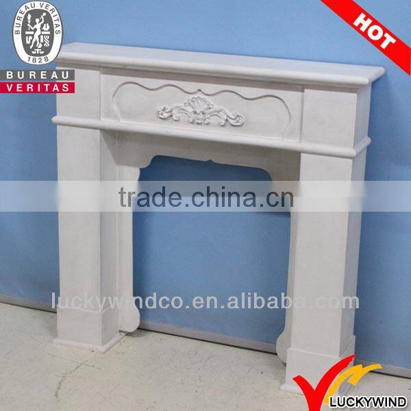 Handmade French Wood Lightweight Antique Cream-colored Fireplace