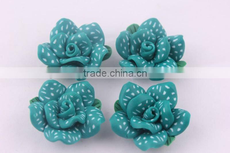 AAA Quality lime green clay flower beads in bulk!wholesale loose chunky polymer clay flower shaped beads for jewelry!