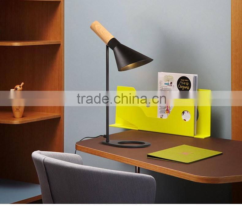 wooden+steel E27*1 table lamp, bedroom /study small desk light ,