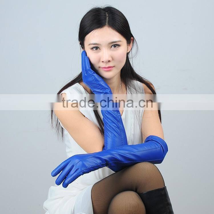 long genuine leather long gloves long arm sleeve top women's winter sheepskin long design leather gloves