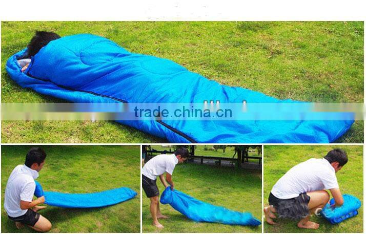 Outdoor envelop sleeping bag with cap