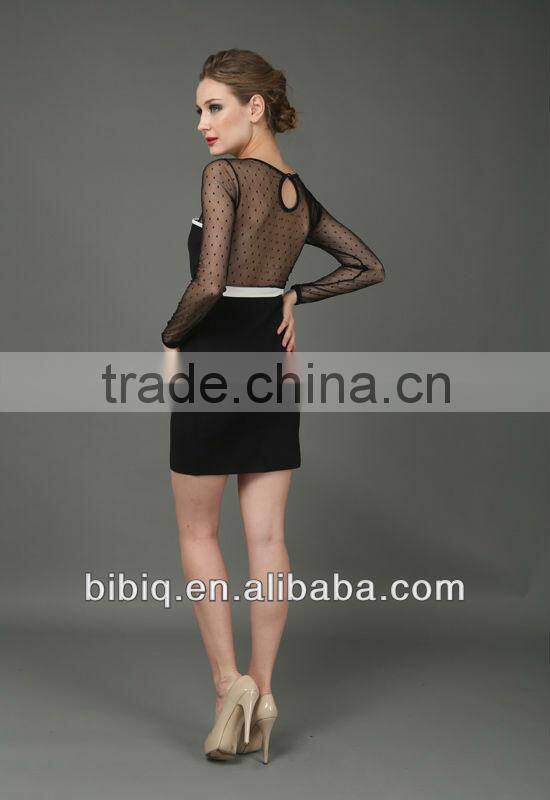 Sexy Women's Long Sleeve Lace Career Dress China Supplier