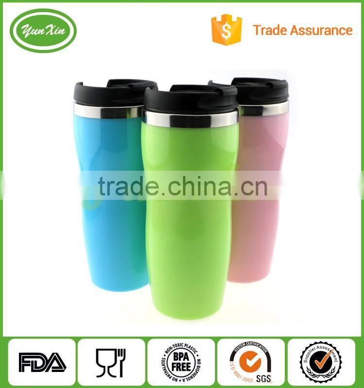 2016 Eco-Friendly promotional Double wall travel mug with leakproof design lid