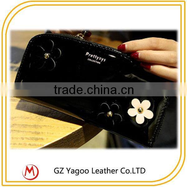 High Quality Fashion Women Lady leather travel wallet with flower
