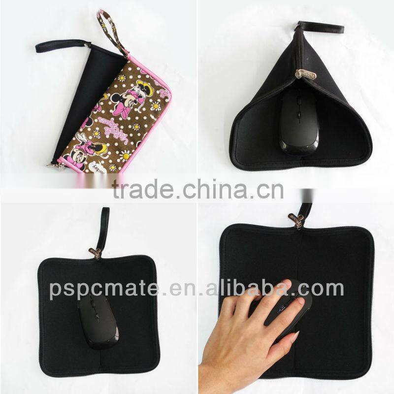 mini foldable mouse pad with mini mouse for travel and promotional gifts