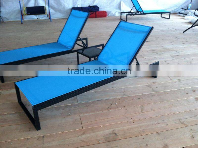 Outdoor Sunbed Sea Lounger with Tea Table Leisure sunbed blue color