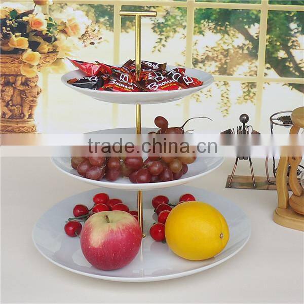 2015 new product factory directly ceramic cake stand, 3 tiers ceramic cake stand