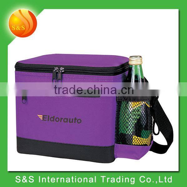 hot sell cheap lunch polyester cooler bag with font zipper pocket