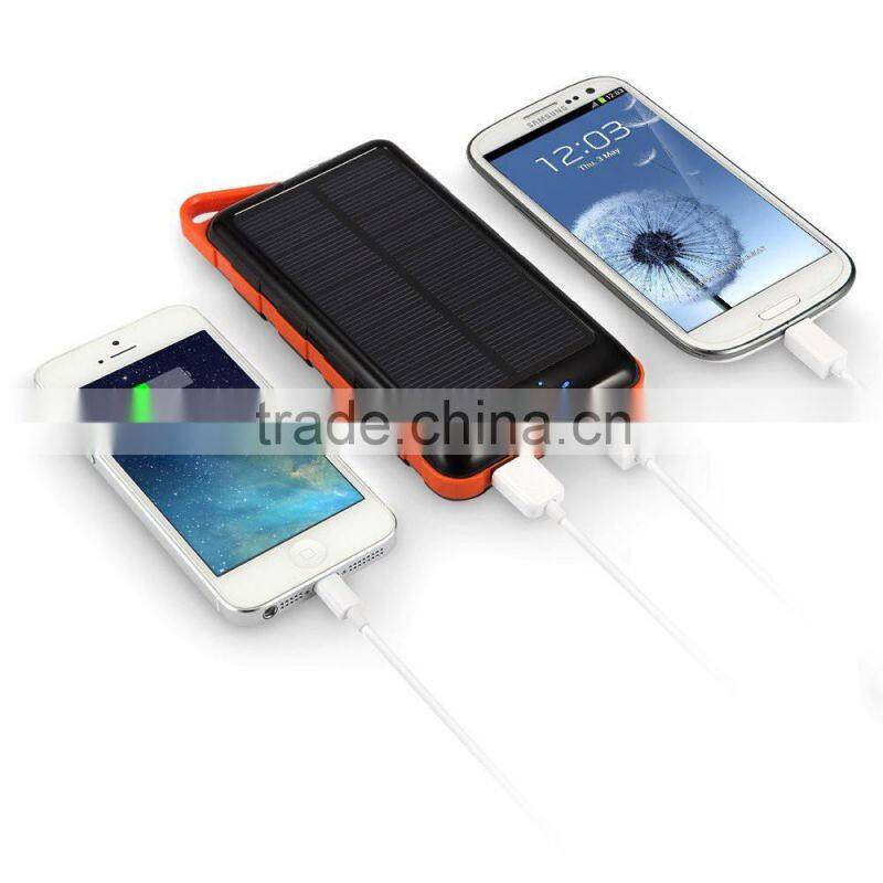 2015 Hot Selling CE RoHs waterproof solar power bank 12000mAh Portable Power Bank