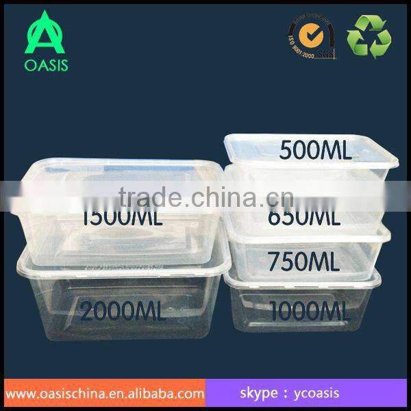 Microwave Use PP Disposable Food Container 650ml with compartment
