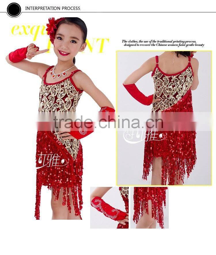 2016 High quality sexy latin dance dress children dancing performance costumes for firls