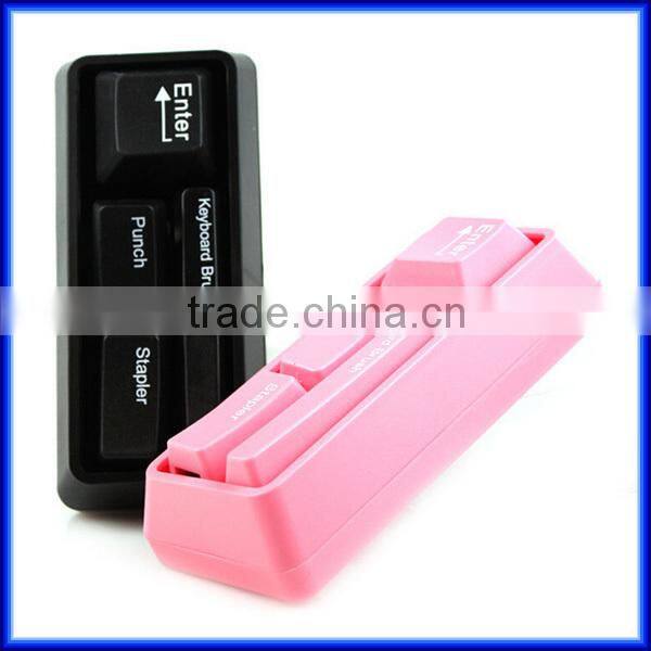 Multi purpose office Keyboard Stationery with brush stapler paper punch, school desk drawer organizer keyboard stationery
