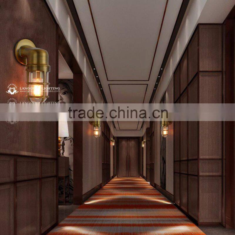 VINTAGE INDUSTRIAL LIGHT ALUMINIUM PENDANT WITH CAGE GLASS SHADE EDISON E27 wall lamp W144(99)