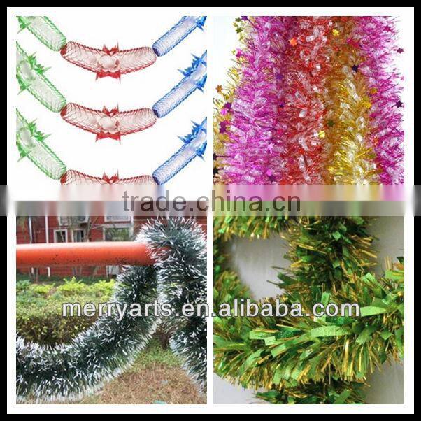 christmas wired tinsel garland shiny colored christmas decoration tinsel