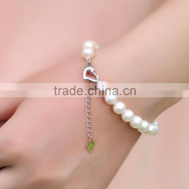 fashion chunky beads bracelets for women 8-9mm near round with love shape clasp