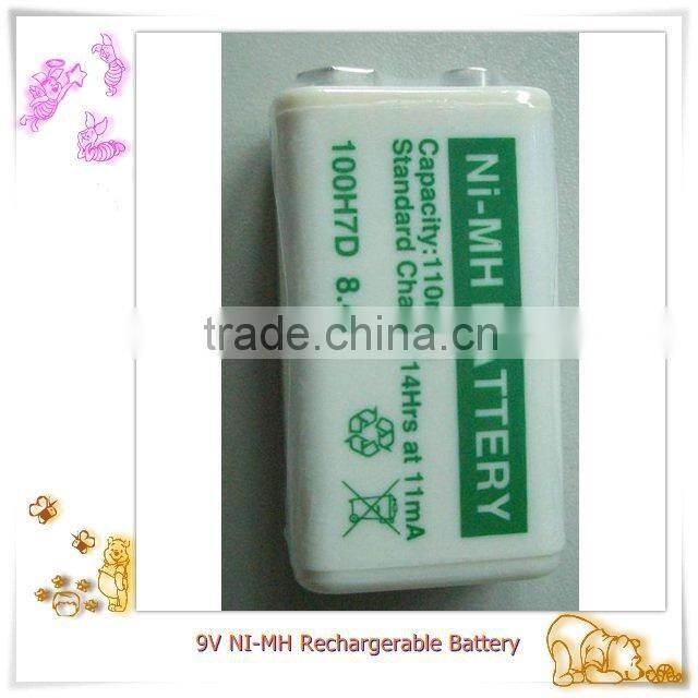 Eunicell Long life high quality NI-MH 9V rechargeable battery for microphone /toy /multimeter /remote control car