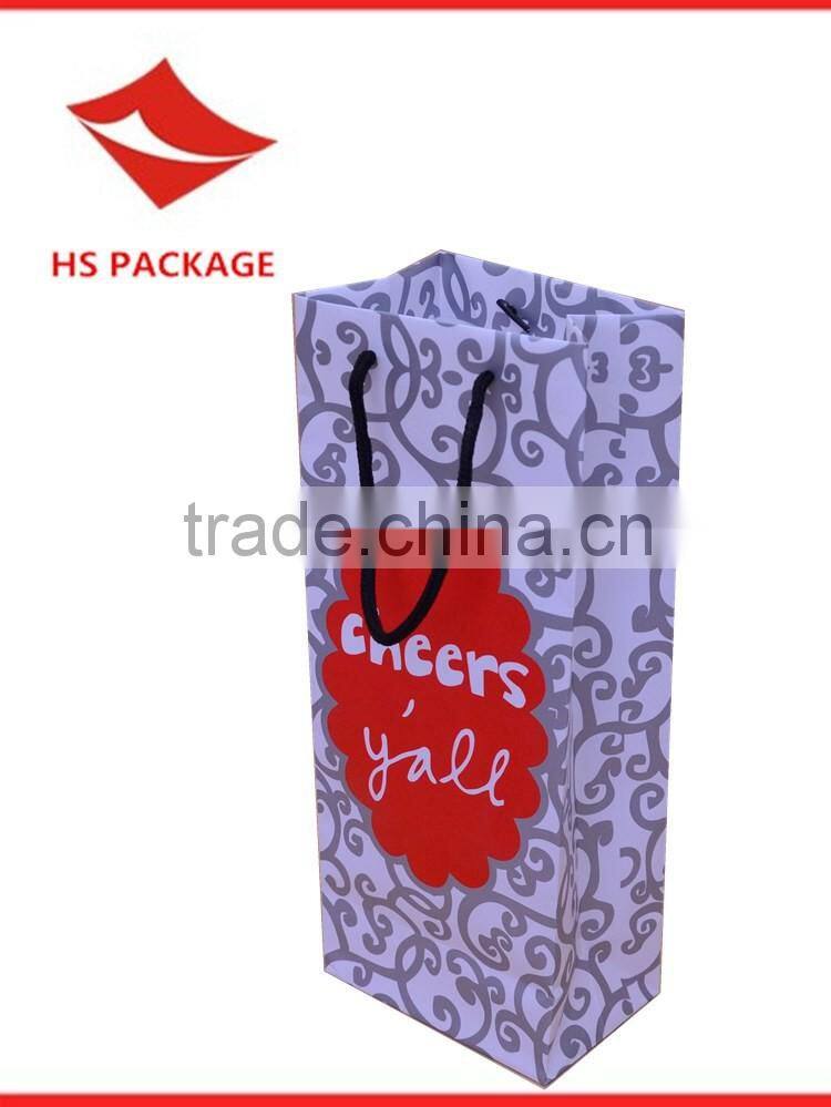 rope handle colorful printing wine paper bag with laminated