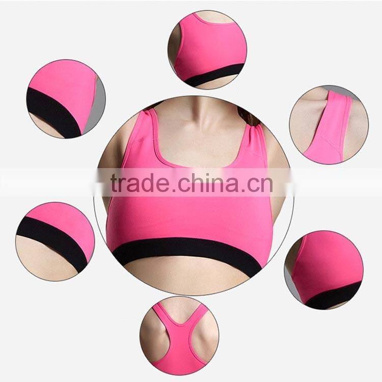 top quality fashionable active wear custom wholesale sport bra elastic band vest type sports running bra women
