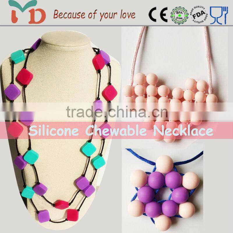 2015 new arrival jewelry silicone teething necklace wholesale beaded necklace