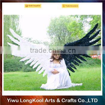 Wholesale christmas birthday party decoration adult fairy wings black and white large feather angel wings