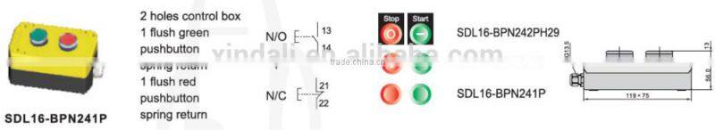 NO+NC electrical crane/hoist 2 push button switch control box/station SDL16-BPN241P/SDL16-JBPC2AB