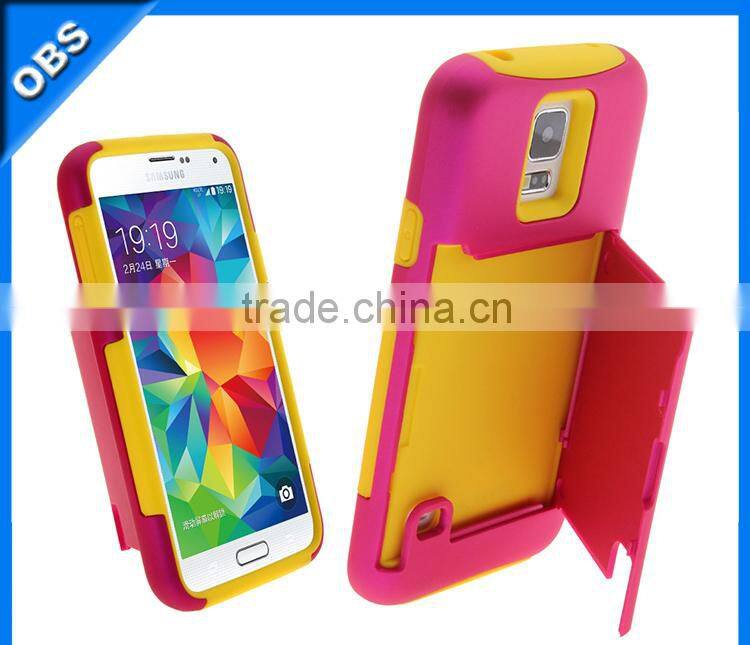 PC silicone mobile phone case with stand case function for samsung S5
