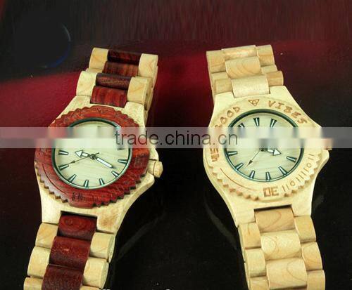 latest wood case and band vogue hot sale men custom attractive watch(WJ-3909)