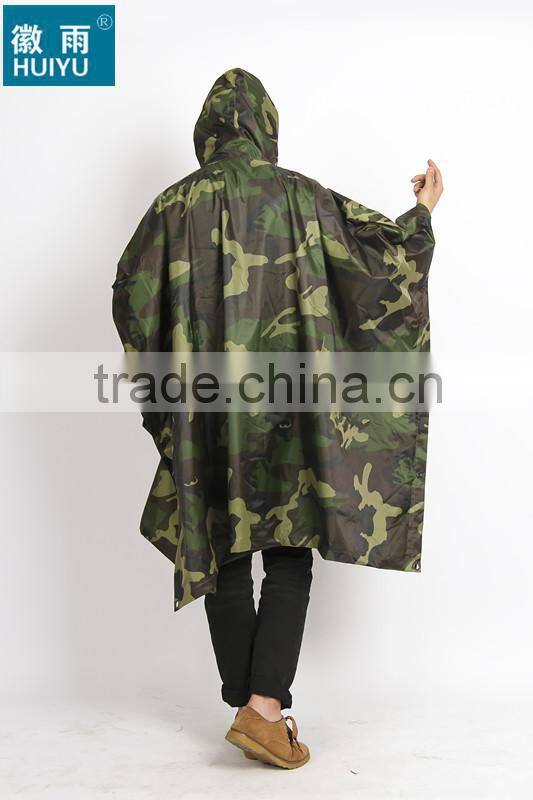 OEM factory 100% polyester or oxford raincoat army rain poncho military outdoor workplace bicycle motorcycle raincoat