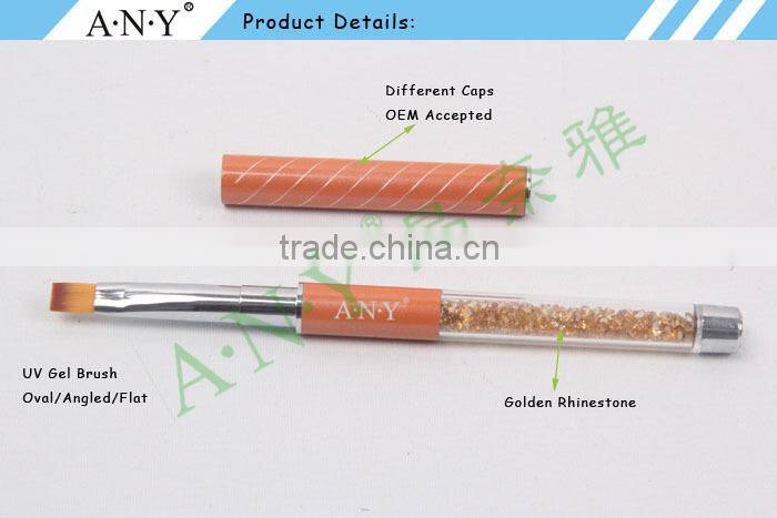 ANY Nail Art Crystal Extension Nails Building Rhinestone Handle Flat Nail Brush Gel Art